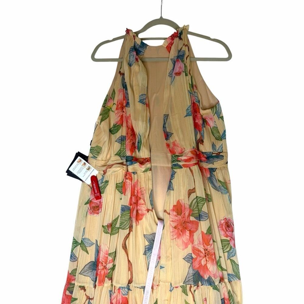 NEW Ieena Mac Duggal 70203 Floral Chiffon High Neck Maxi Dress 14 - Picture 14 of 14